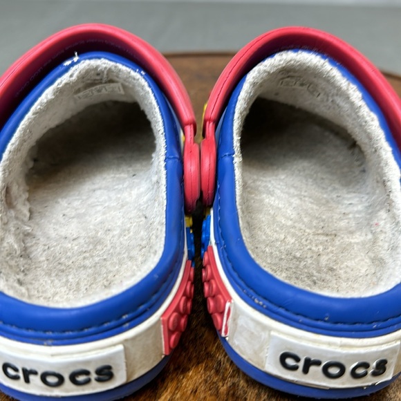 Crocs Clogs Youth Girls Boys 10/11 LEGO Blue Red Convertible Fleece Lined - Picture 12 of 13